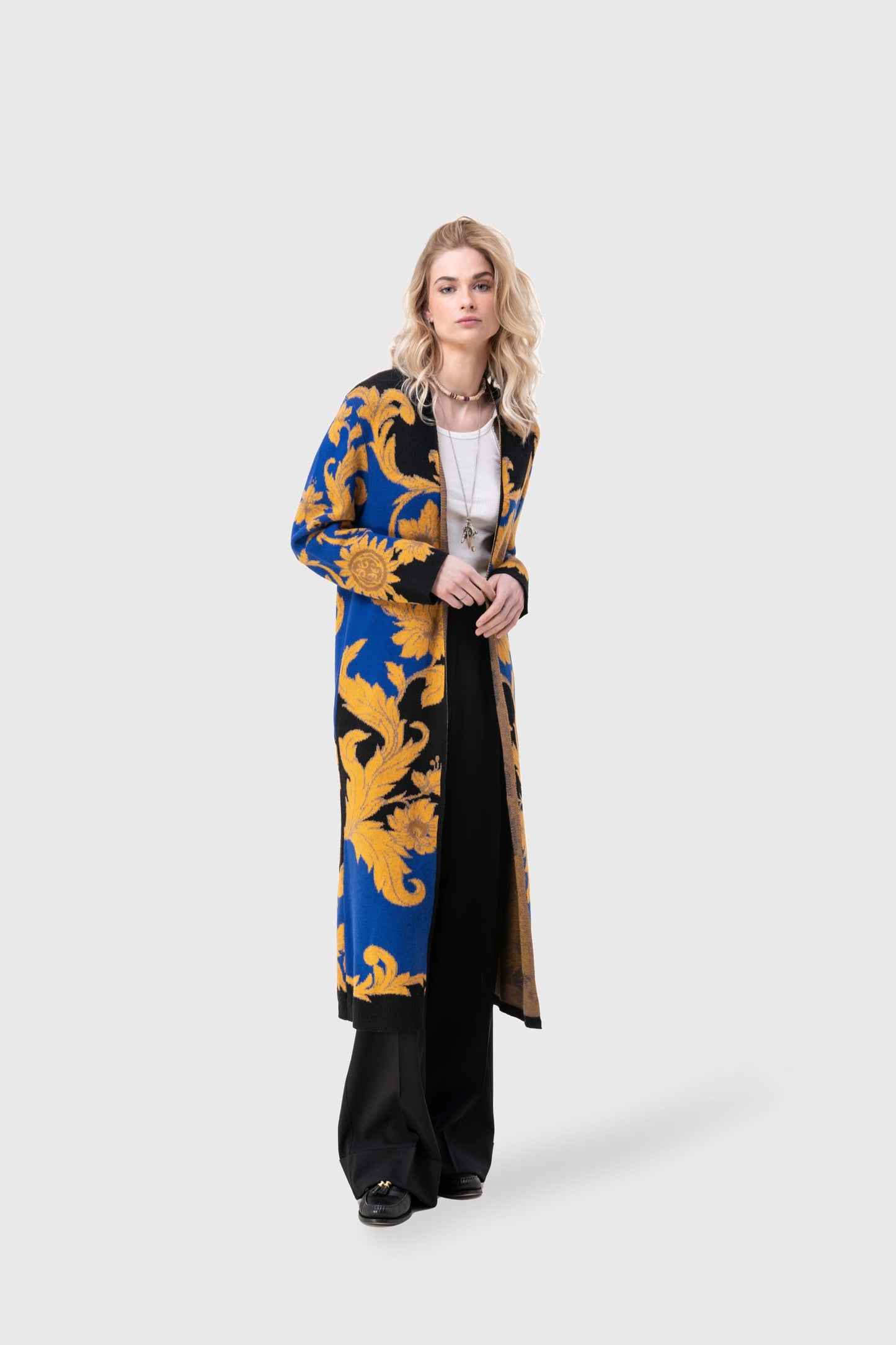 Sophia Brocade Baroque Inspired Design in Long Cardigan