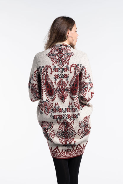 Gloria Biker Design Wrap Jacquard Cardigan