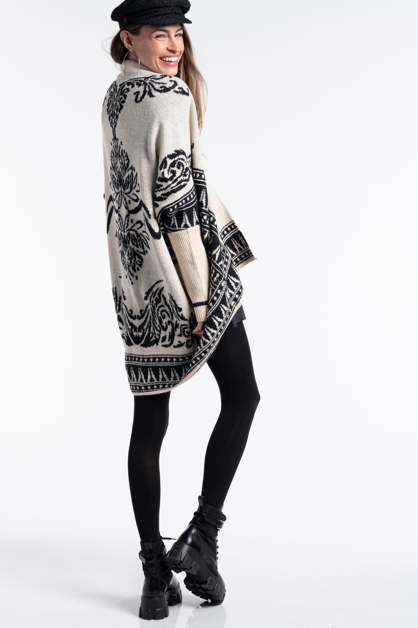 Maya Tattoo Design Wrap Jacquard Cardigan