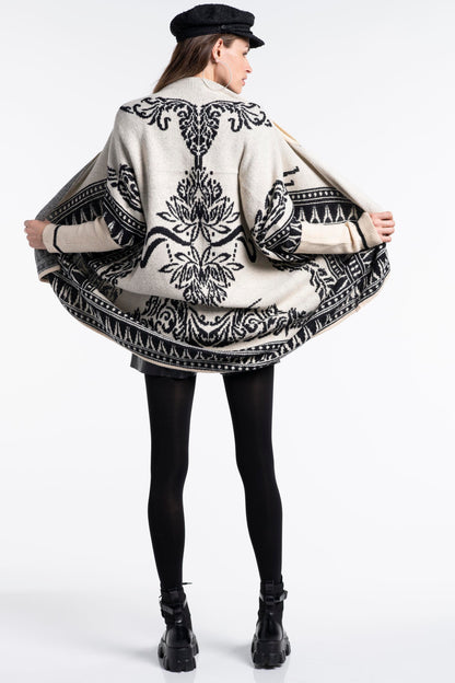 Maya Tattoo Design Wrap Jacquard Cardigan